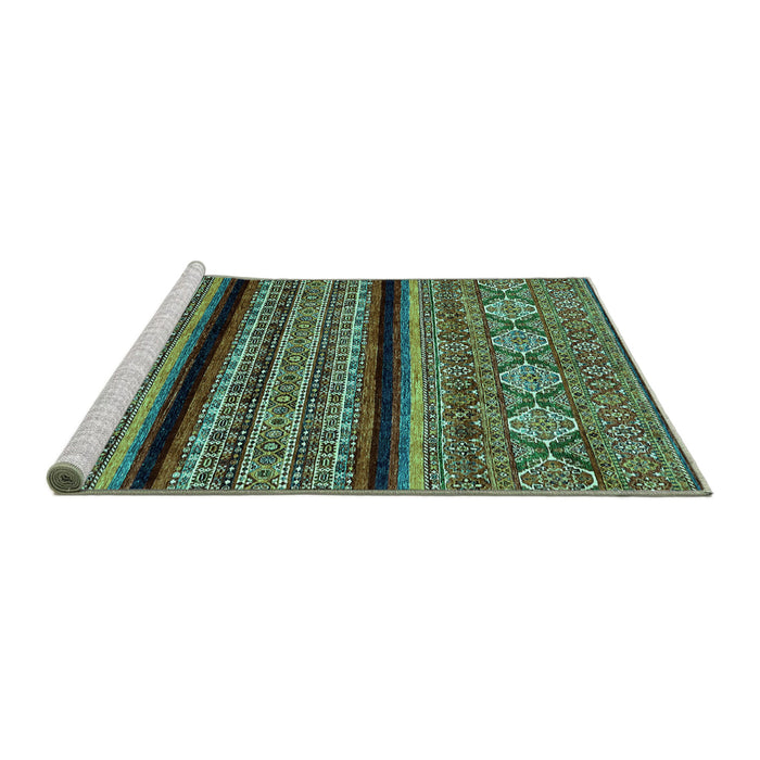 Sideview of Machine Washable Abstract Turquoise Modern Area Rugs, wshabs555turq