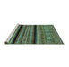 Sideview of Machine Washable Abstract Turquoise Modern Area Rugs, wshabs555turq