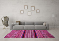 Machine Washable Abstract Pink Modern Rug, wshabs555pnk