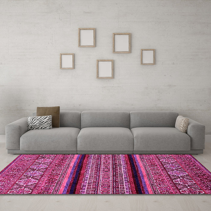 Machine Washable Abstract Pink Modern Rug in a Living Room, wshabs555pnk