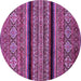 Round Machine Washable Abstract Purple Modern Area Rugs, wshabs555pur