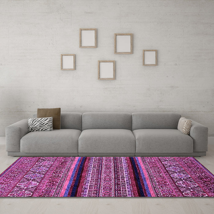 Machine Washable Abstract Purple Modern Area Rugs in a Living Room, wshabs555pur