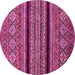 Round Abstract Pink Modern Rug, abs555pnk