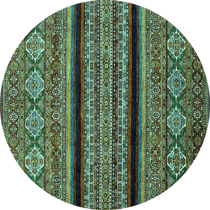 Round Abstract Turquoise Modern Rug, abs555turq