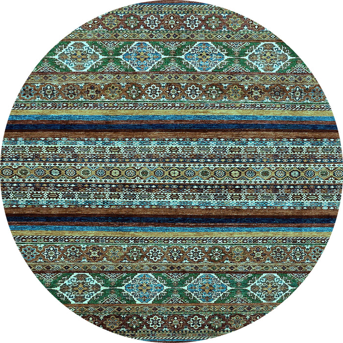 Round Machine Washable Abstract Light Blue Modern Rug, wshabs555lblu