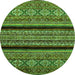 Round Abstract Green Modern Rug, abs555grn