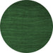 Round Machine Washable Abstract Emerald Green Modern Area Rugs, wshabs5561emgrn