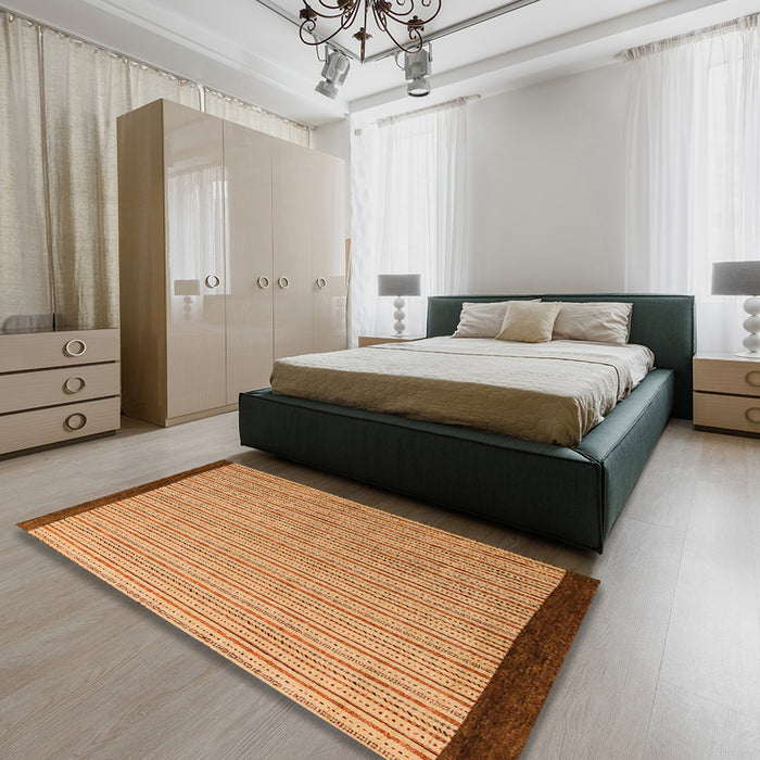 Machine Washable Abstract Orange Rug in a Bedroom, wshabs5563