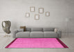 Machine Washable Abstract Pink Modern Rug in a Living Room, wshabs5563pnk