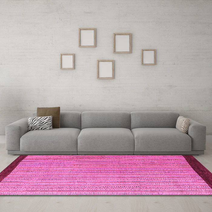 Machine Washable Abstract Pink Modern Rug in a Living Room, wshabs5563pnk