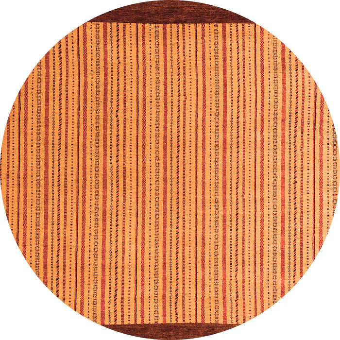 Round Machine Washable Abstract Orange Modern Area Rugs, wshabs5563org