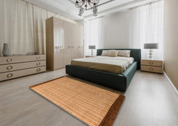 Abstract Orange Modern Rug in a Bedroom, abs5563