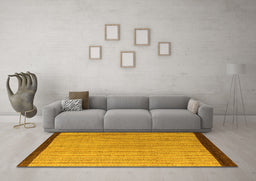 Machine Washable Abstract Yellow Modern Rug in a Living Room, wshabs5563yw