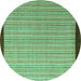 Round Abstract Turquoise Modern Rug, abs5563turq