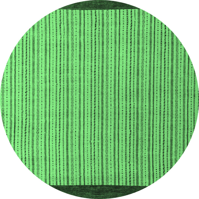Round Machine Washable Abstract Emerald Green Modern Area Rugs, wshabs5563emgrn