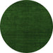 Round Machine Washable Abstract Green Modern Area Rugs, wshabs5564grn