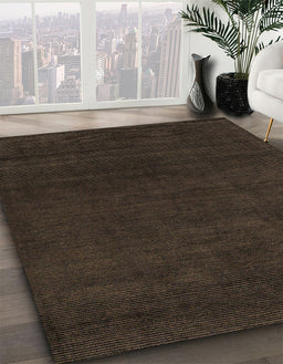 Abstract Coffee Brown Modern Rug in Family Room, abs5564