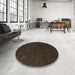 Round Abstract Coffee Brown Modern Rug in a Office, abs5564