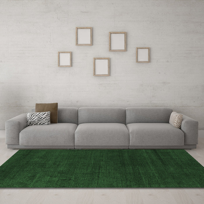 Machine Washable Abstract Emerald Green Modern Area Rugs in a Living Room,, wshabs5564emgrn