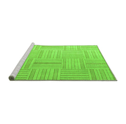 Sideview of Machine Washable Checkered Green Modern Area Rugs, wshabs5565grn