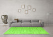 Machine Washable Checkered Green Modern Area Rugs in a Living Room,, wshabs5565grn