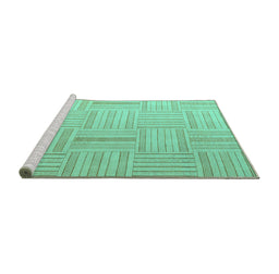 Sideview of Machine Washable Checkered Turquoise Modern Area Rugs, wshabs5565turq