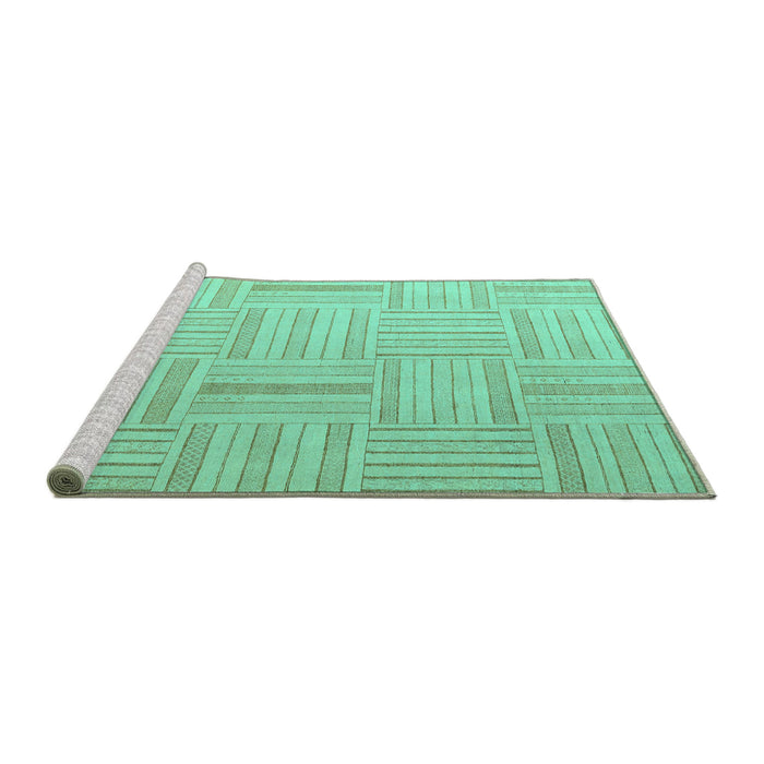 Sideview of Machine Washable Checkered Turquoise Modern Area Rugs, wshabs5565turq