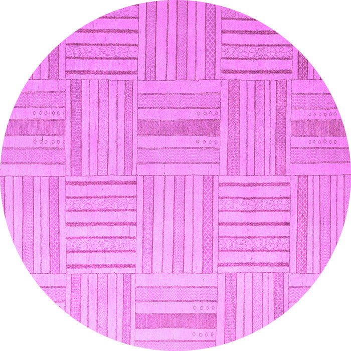 Round Machine Washable Checkered Purple Modern Area Rugs, wshabs5565pur