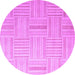 Round Machine Washable Checkered Purple Modern Area Rugs, wshabs5565pur