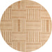 Round Abstract Yellow Checkered Rug, abs5565