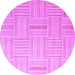 Round Checkered Purple Modern Rug, abs5565pur