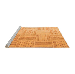 Sideview of Machine Washable Checkered Orange Modern Area Rugs, wshabs5565org