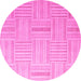 Round Checkered Pink Modern Rug, abs5565pnk