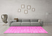 Machine Washable Checkered Pink Modern Rug in a Living Room, wshabs5565pnk