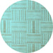 Round Checkered Light Blue Modern Rug, abs5565lblu