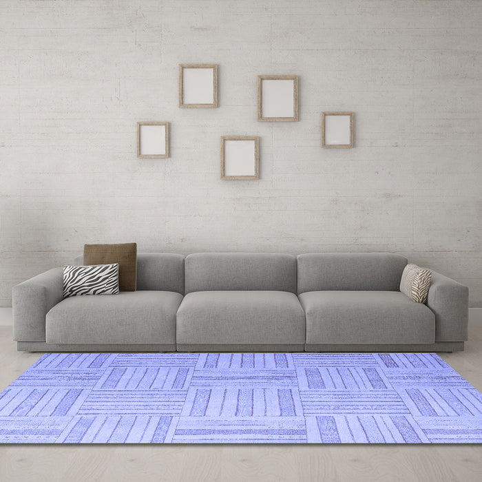 Machine Washable Checkered Blue Modern Rug in a Living Room, wshabs5565blu