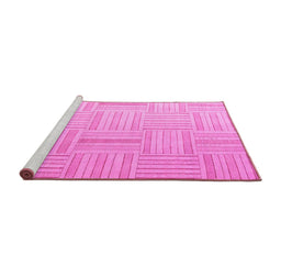 Sideview of Machine Washable Checkered Pink Modern Rug, wshabs5565pnk