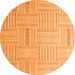 Round Checkered Orange Modern Rug, abs5565org