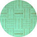 Round Checkered Turquoise Modern Rug, abs5565turq