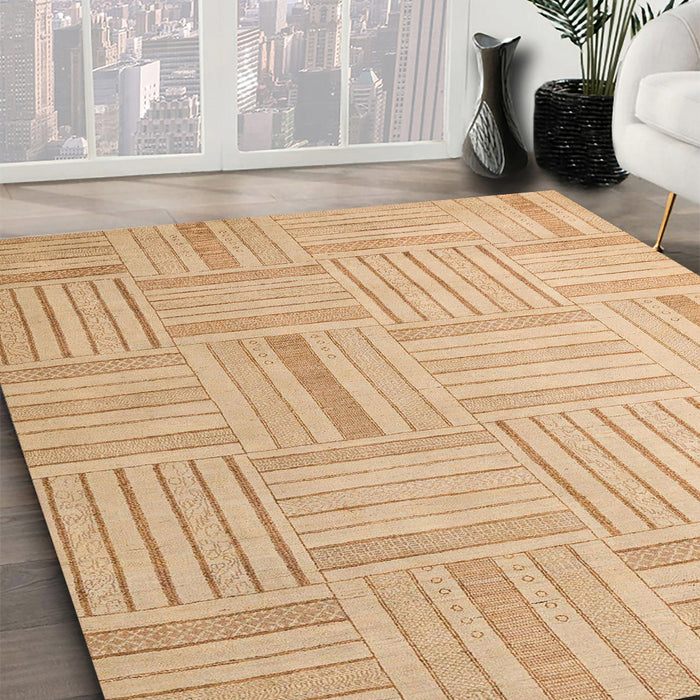 Machine Washable Abstract Yellow Rug in a Family Room, wshabs5565