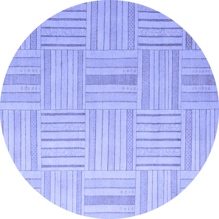 Round Checkered Blue Modern Rug, abs5565blu