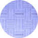 Round Checkered Blue Modern Rug, abs5565blu