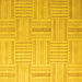 Square Machine Washable Checkered Yellow Modern Rug, wshabs5565yw