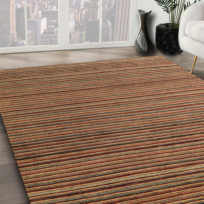 Machine Washable Abstract Saffron Red Rug in a Family Room, wshabs5566