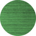 Round Abstract Emerald Green Modern Rug, abs5566emgrn