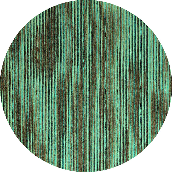 Round Abstract Turquoise Modern Rug, abs5566turq