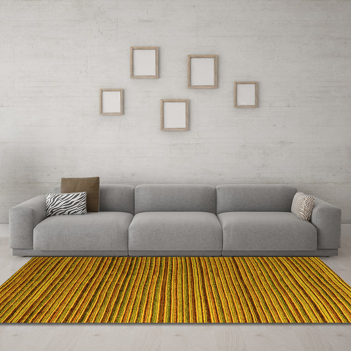 Machine Washable Abstract Yellow Modern Rug in a Living Room, wshabs5566yw