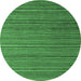 Round Machine Washable Abstract Emerald Green Modern Area Rugs, wshabs5566emgrn