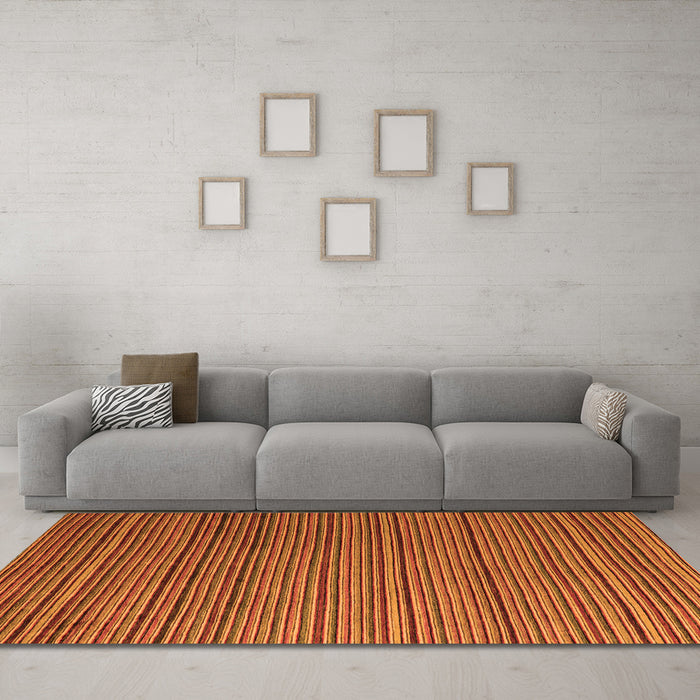 Machine Washable Abstract Orange Modern Area Rugs in a Living Room, wshabs5566org