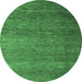 Round Abstract Emerald Green Modern Rug, abs5567emgrn